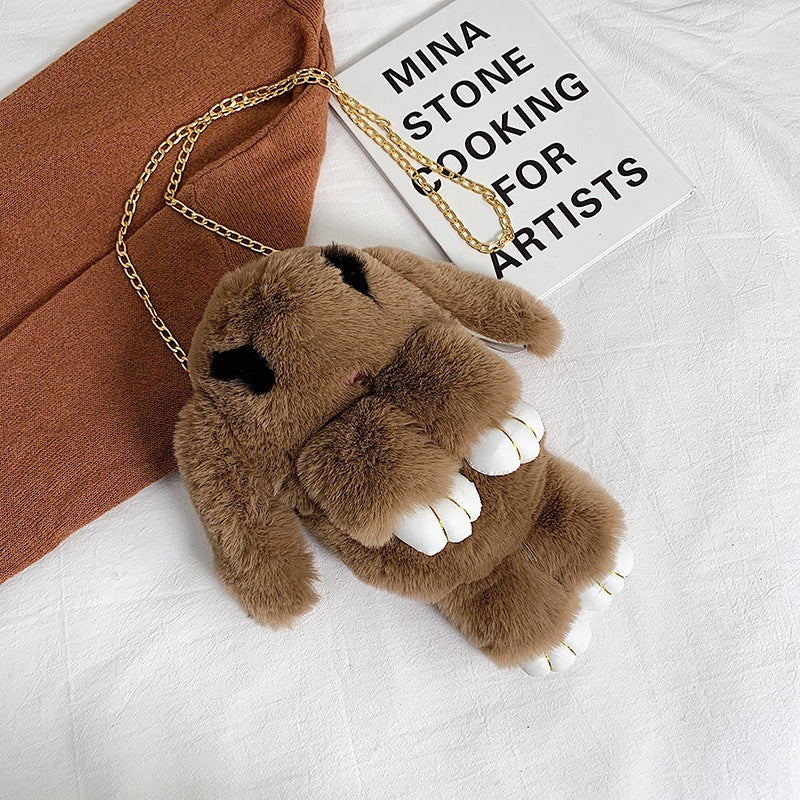 Rabbit Kids Plush Messenger Bag with Chain