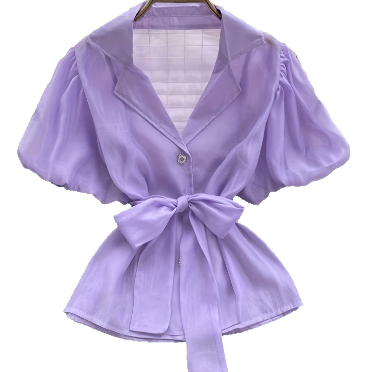 Haut cardigan polyvalent haut de gamme ajusté à la taille violet