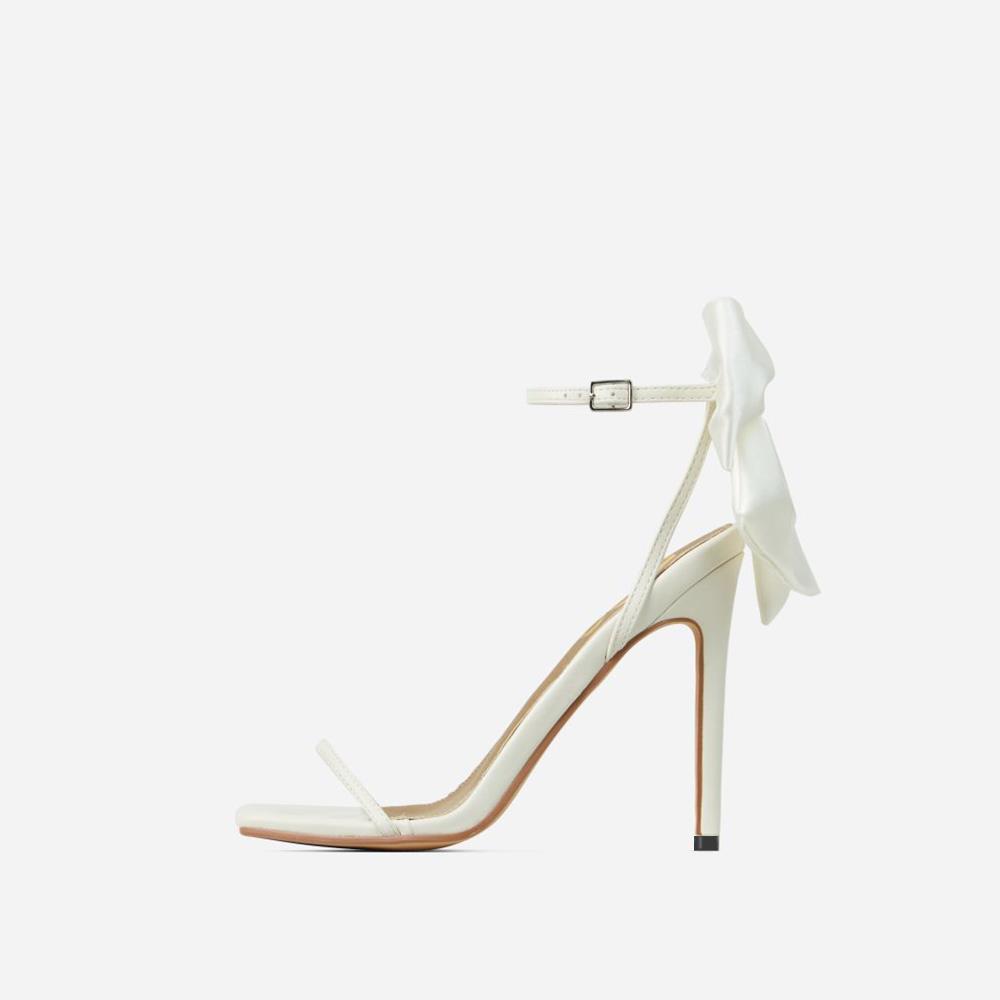 Sandales à talons aiguilles avec nœud arrière ornées de strass, disponibles en noir, abricot et rose, tailles 35-42
