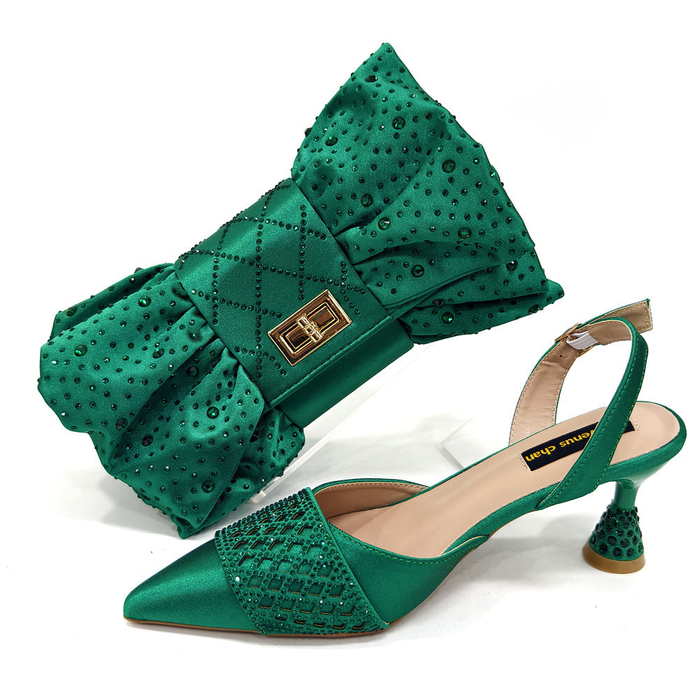 Women's Minimalist Pointed-Toe Shoe and Bag Set