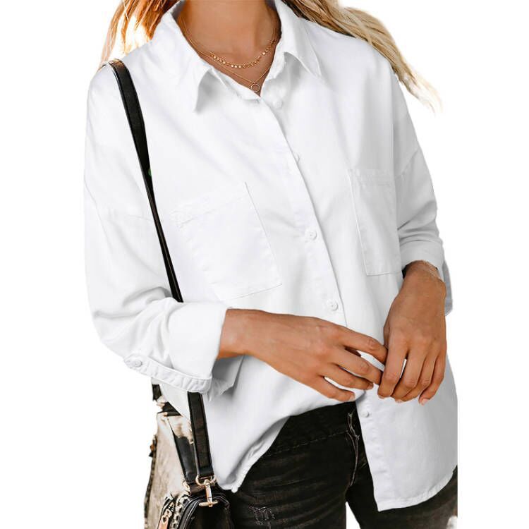 Chemise en jean décontractée ample en polyester pour femme