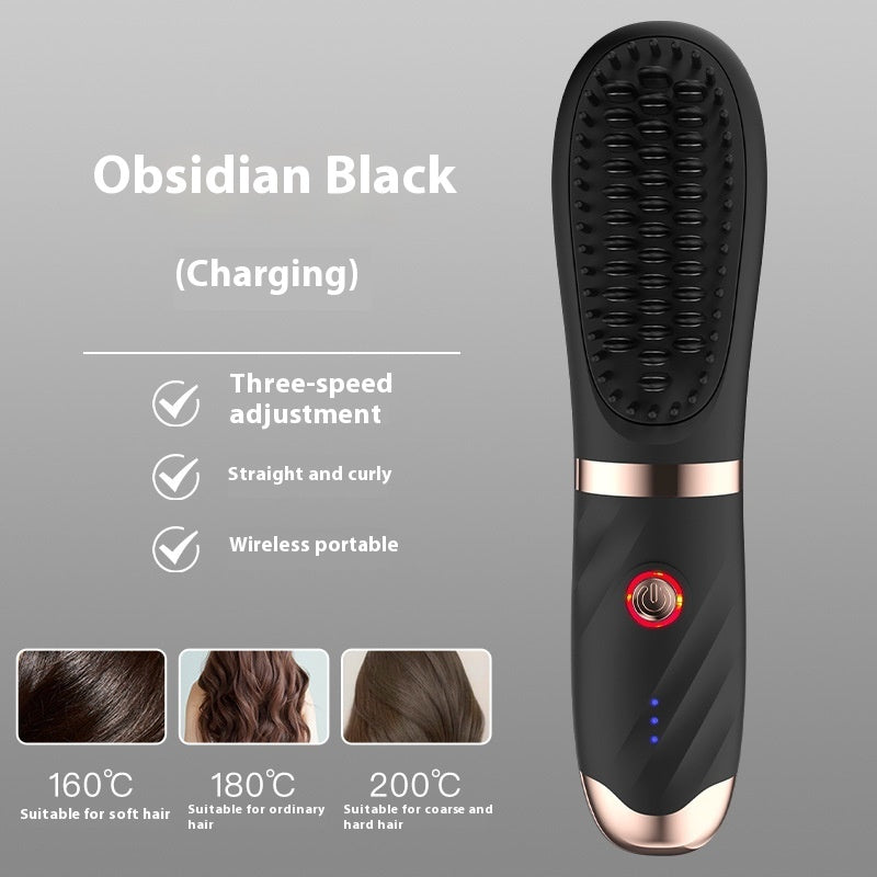 Mini Peigne Lissant Chauffant avec Ions Négatifs Soin Capillaire Doux Massant