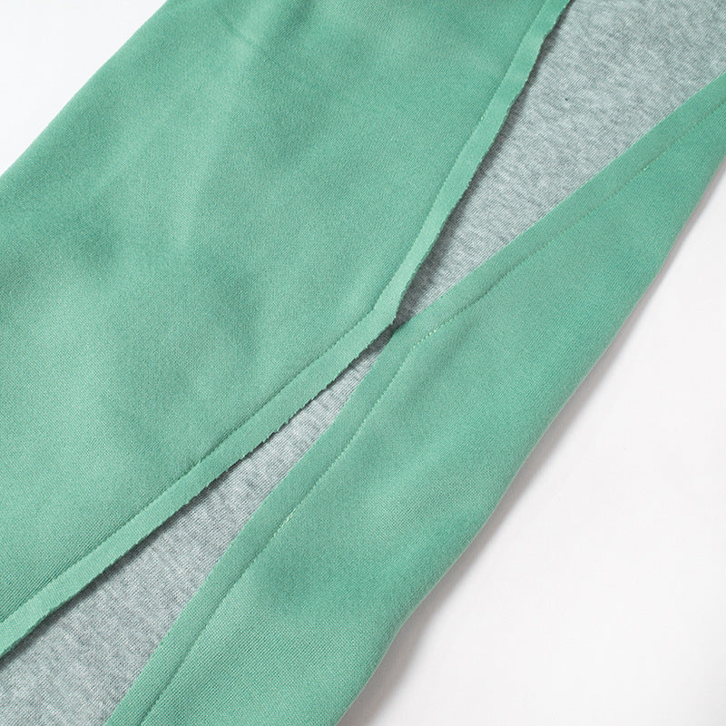 Street Fashion Color Contrast Loose Mid-Waist Sweatpants for Women