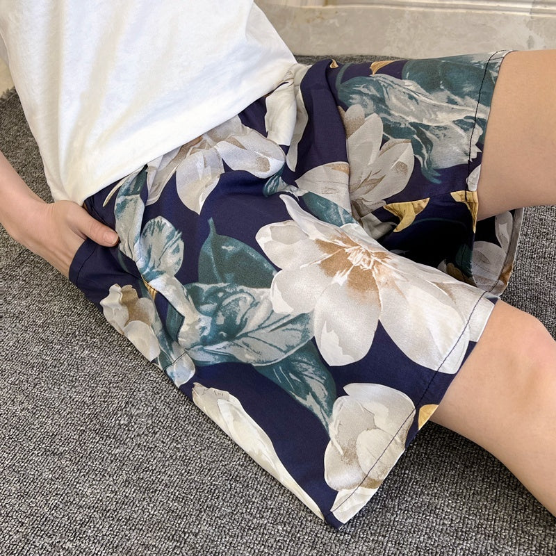 Summer Women's Cotton Silk Loose Pajama Shorts