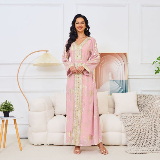Middle East Women's Dress Pink Bronzing Fashion Party