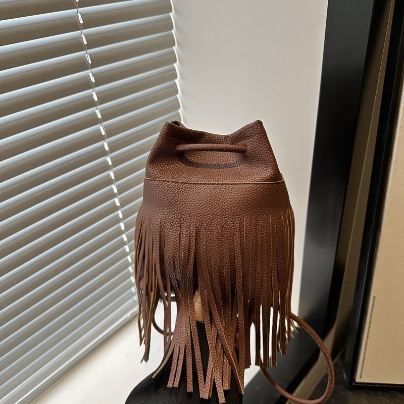 Soft PU Leather Women's Tassel Small Satchel Bag