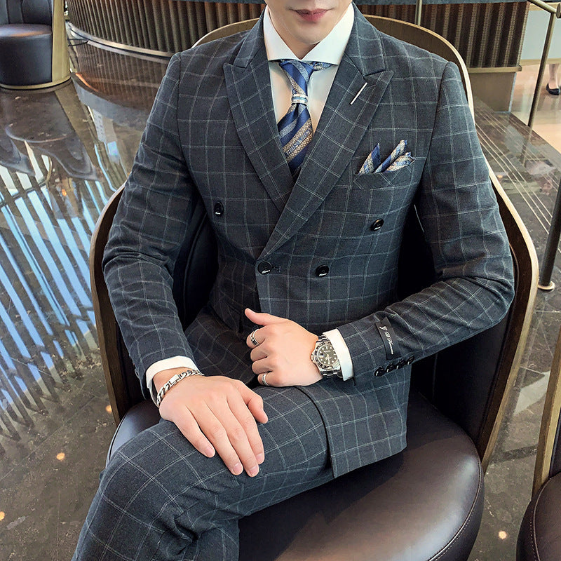 Men's Slim-Fit Casual Business Three-Piece Suit for Ceremony