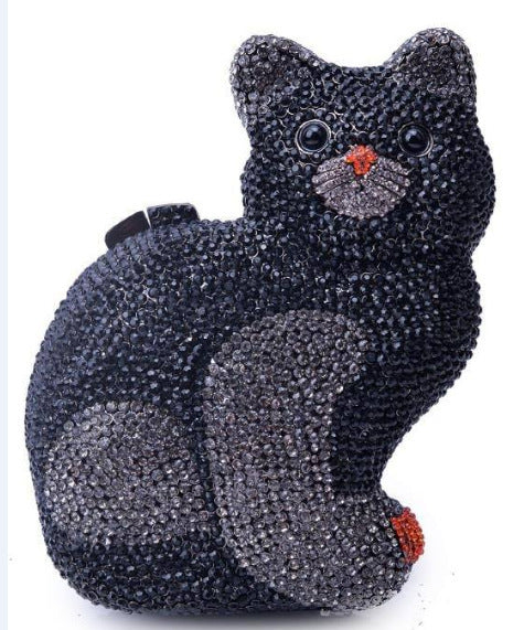 Kitty Rhinestone Handbag with Stranded Metal Crystal Detail