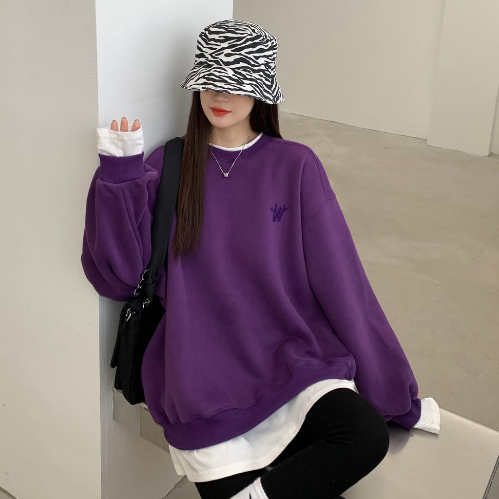 Ladies Winter Loose Cotton Sweatshirt With Text Design