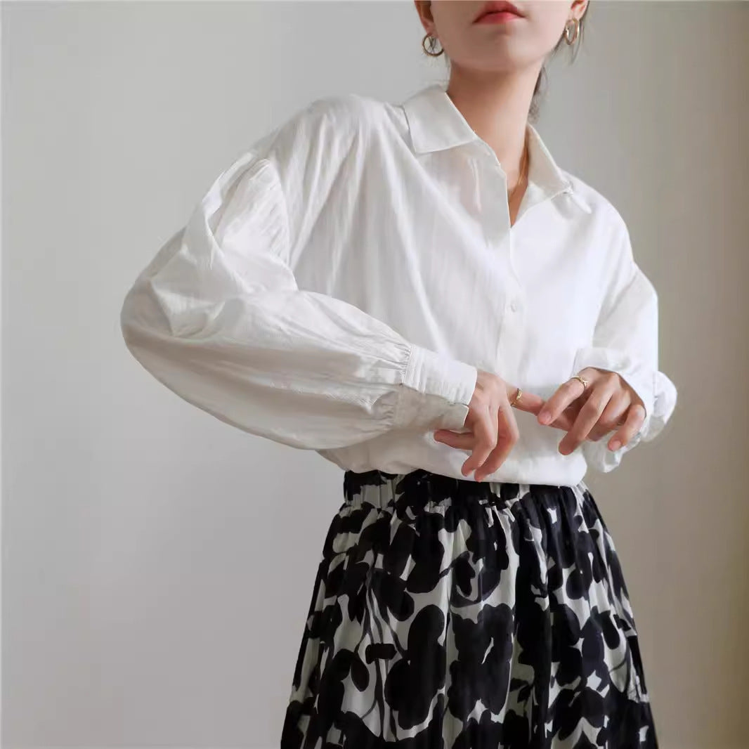French Jacquard White Sun Protection Top Long Sleeve Spandex