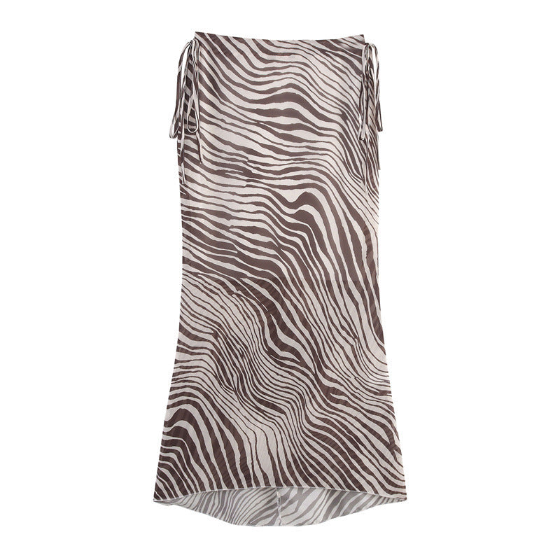 Animal Print Halter Top & High Waist Skirt Set