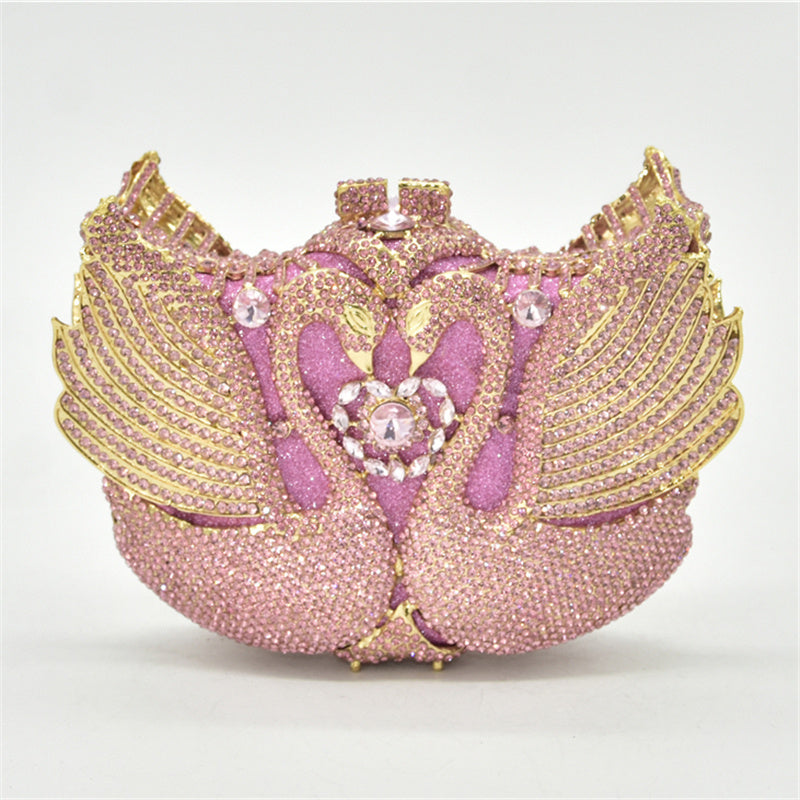 Color Moon Full Swan Small Sequin Shoulder Bag With Diamonds