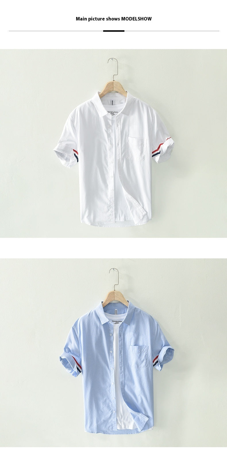 Men’s Short-sleeved Shirt Trendy Loose Printed Striped