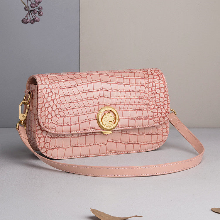 Women's Cowhide Leather Crocodile Pattern Crossbody Shoulder Bag