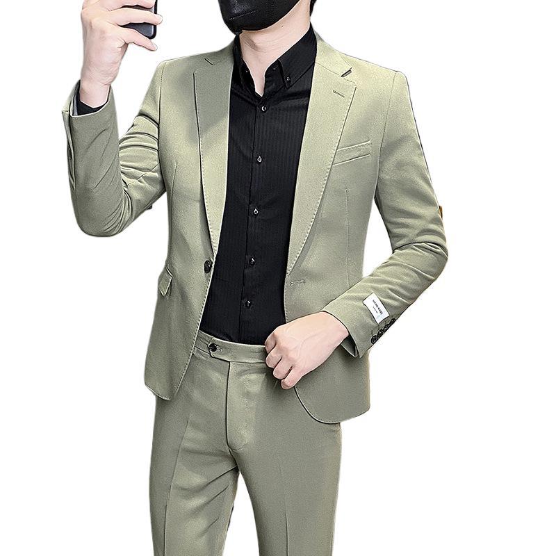 Men's Slim Fit Corduroy Business Casual Suit with Vest