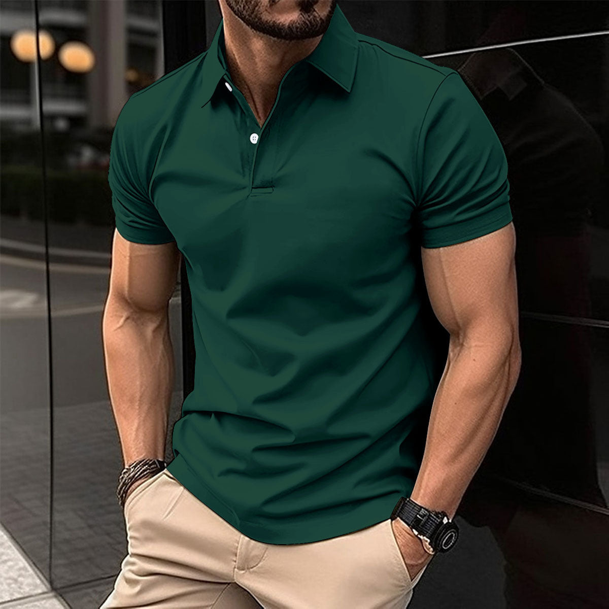 Men's Summer Short Sleeve Cotton Blend Polo Shirt