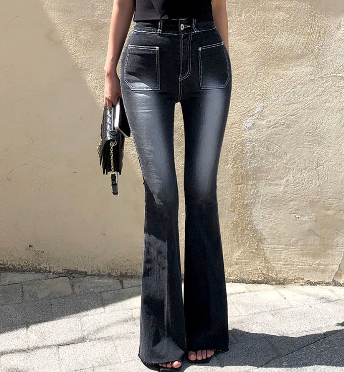 High Waist Retro Straight-Leg Denim Pants