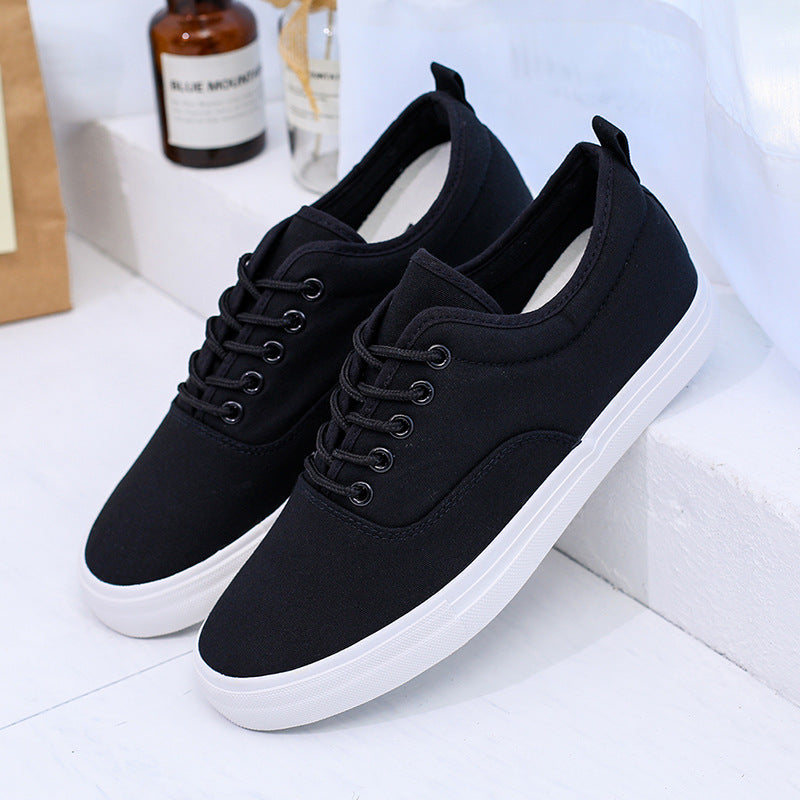 Chaussures de sport et de danse en toile à lacets pour hommes - Blanc et noir, tailles 39-45