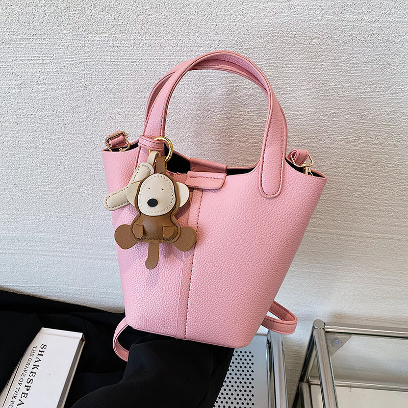 Popular Women's Small PU Bucket Bag Crossbody with Texture