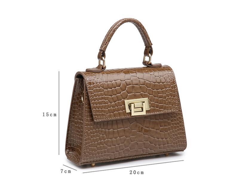 Women's Medium PU One-Shoulder Crocodile Pattern Messenger Bag