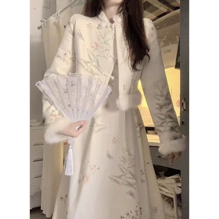 Ensemble rétro jupe et manteau épais et chaud de haute qualité