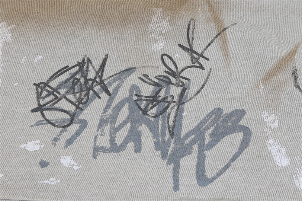 Hand Painted Graffiti Worn Jeans Men