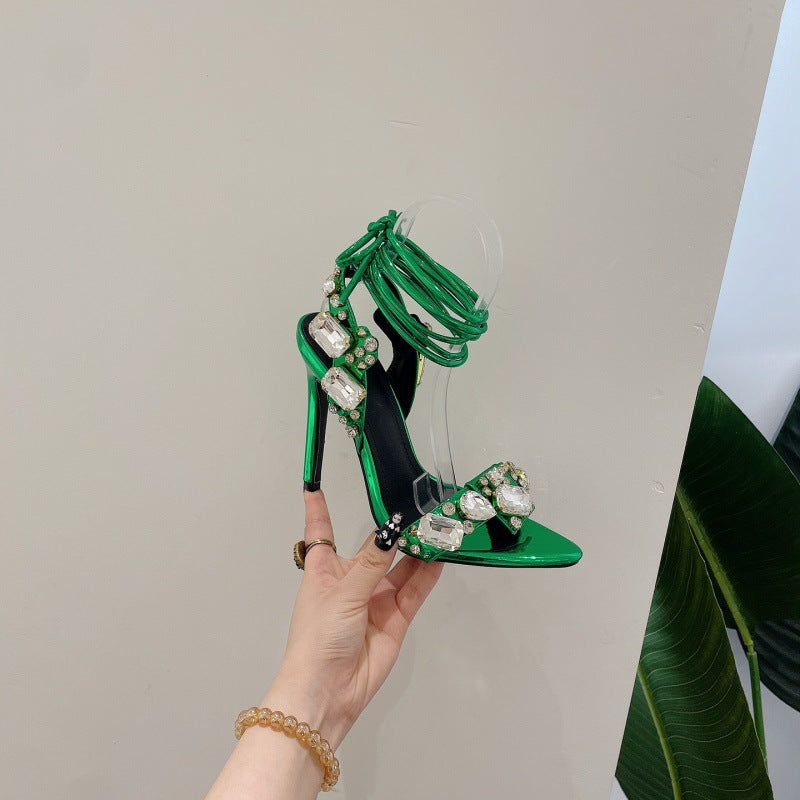 Women's Satin Stiletto Heels Low with Cold Noodles Sesame Sauce Design