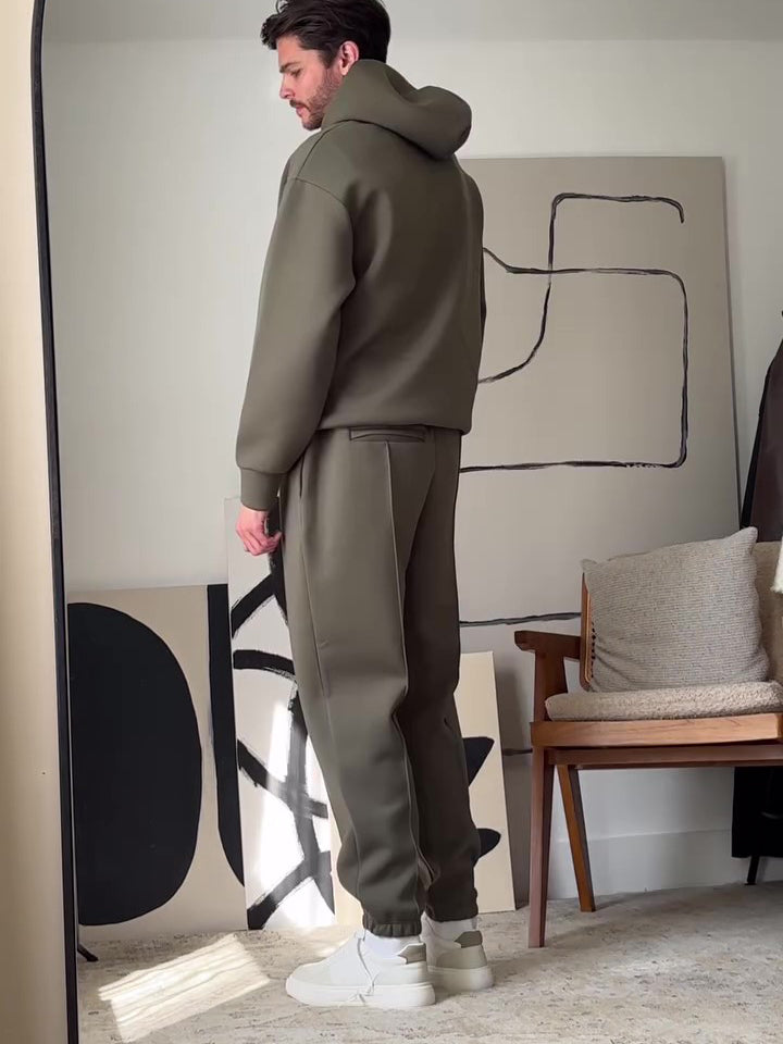 Ensemble Homme Survêtement Décontracté à Capuche et Pantalon Taille Élastique