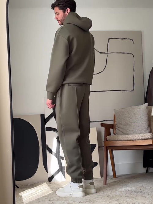 Ensemble Homme Survêtement Décontracté à Capuche et Pantalon Taille Élastique