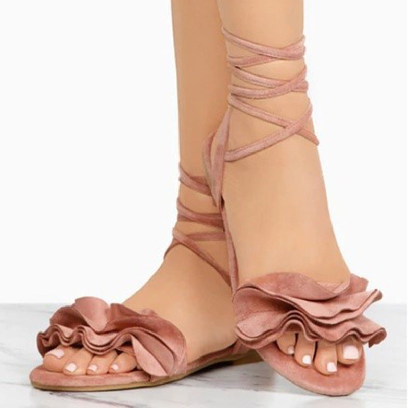 Plus Size Flower Flat Sandals for Women