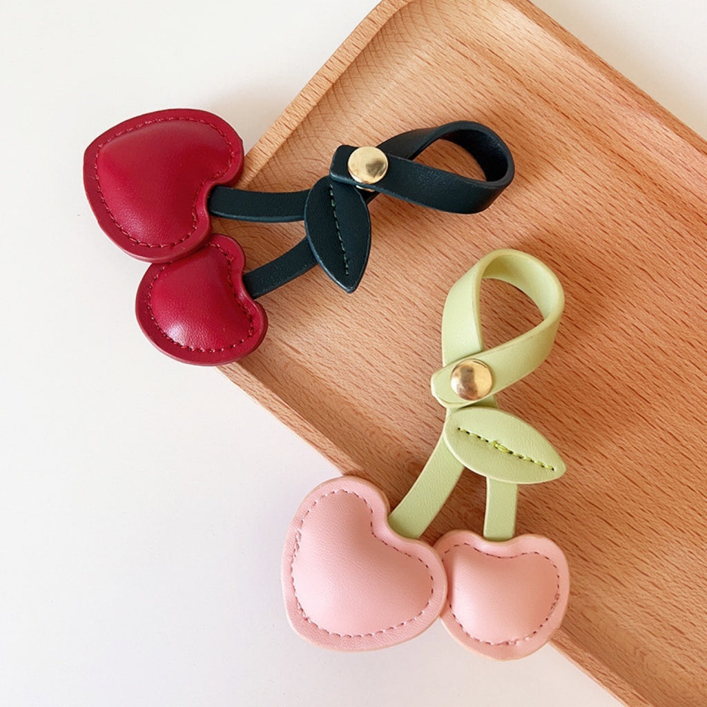 Cute 3D Peach Heart Cherry Leather Handbag Pendant