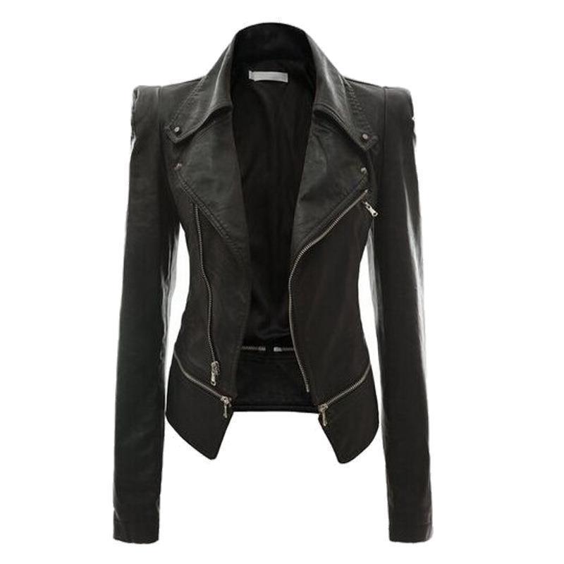 Slim Fit Motorcycle Jacket in Faux Leather, Multiple Colors & Sizes