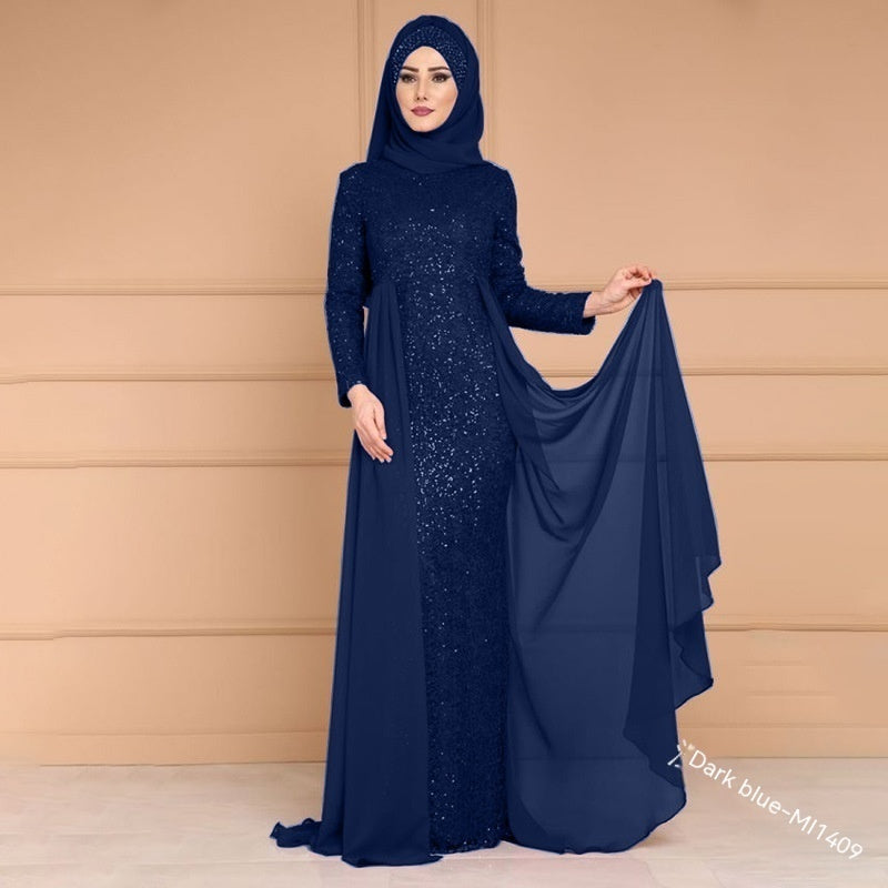 Noble Elegant Slimming Sequined Retro Fish Tail Dress for Ladies
