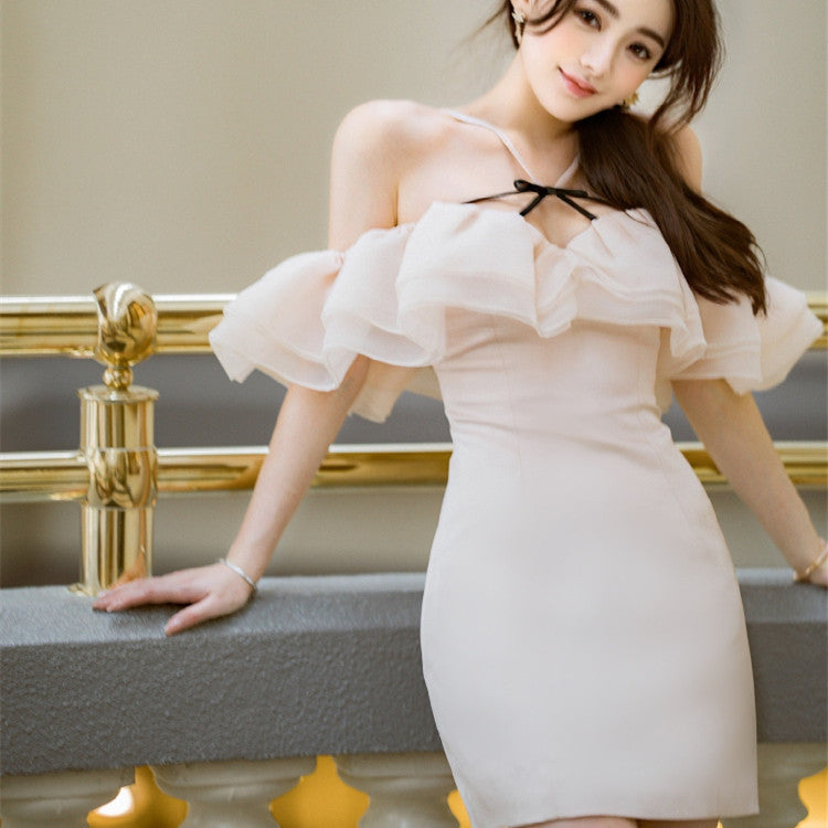 Women's Light Pink Peplum Sheath Buttock Skirt Polyester S-XL