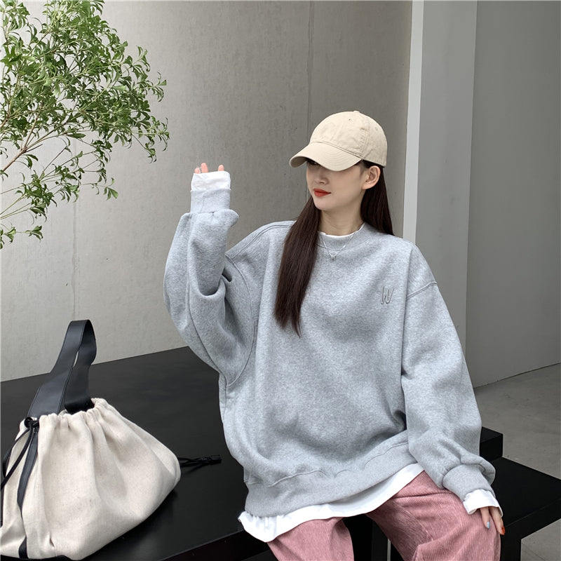 Ladies Winter Loose Cotton Sweatshirt With Text Design