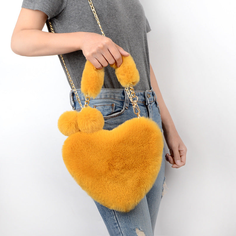 Love Bags Medium Soft Plush Heart Handbag with Zipper