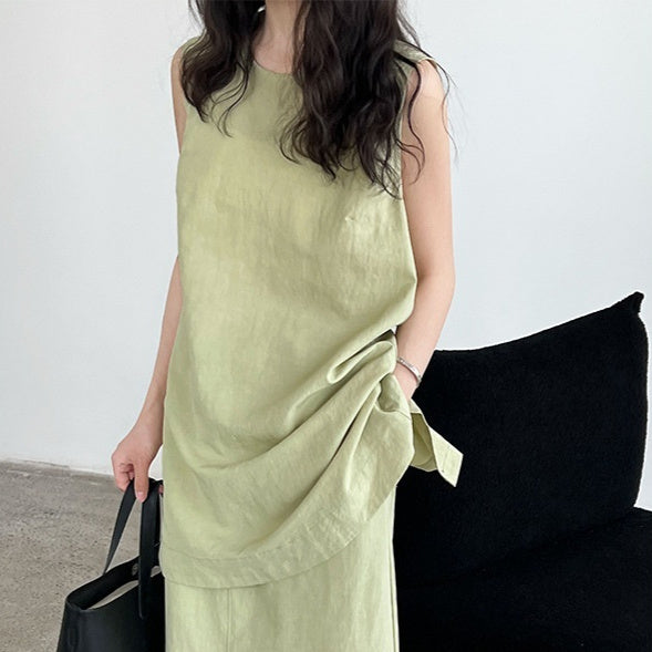 Temperament High-grade Cinched Sleeveless Top With High Waist Skirt