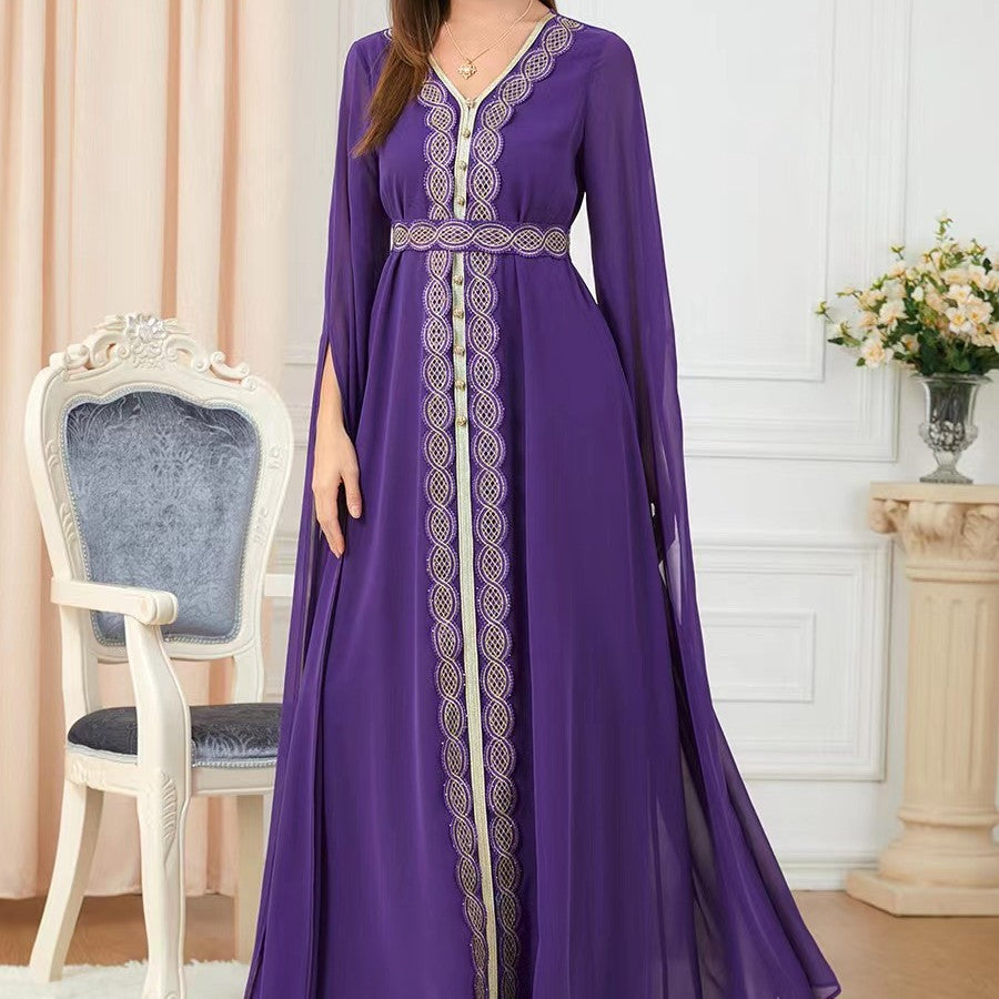 Ethnic Style V-neck Elegant Party Arabian Dress