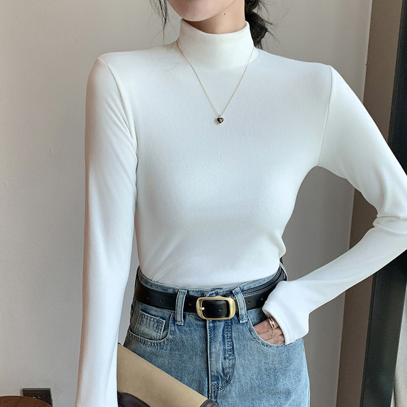 Women’s Half Turtleneck Double-Sided Dralon Bottoming Shirt for Spring & Autumn