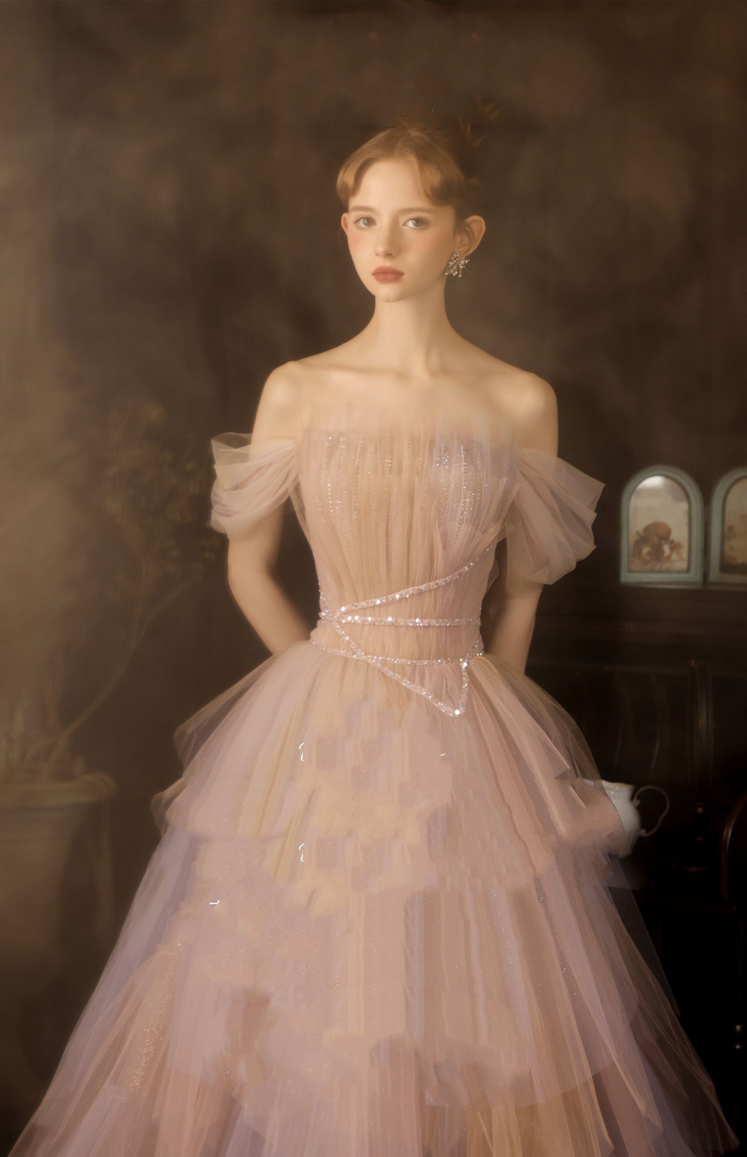 Salute Wine Evening Dress Light Luxury Small
