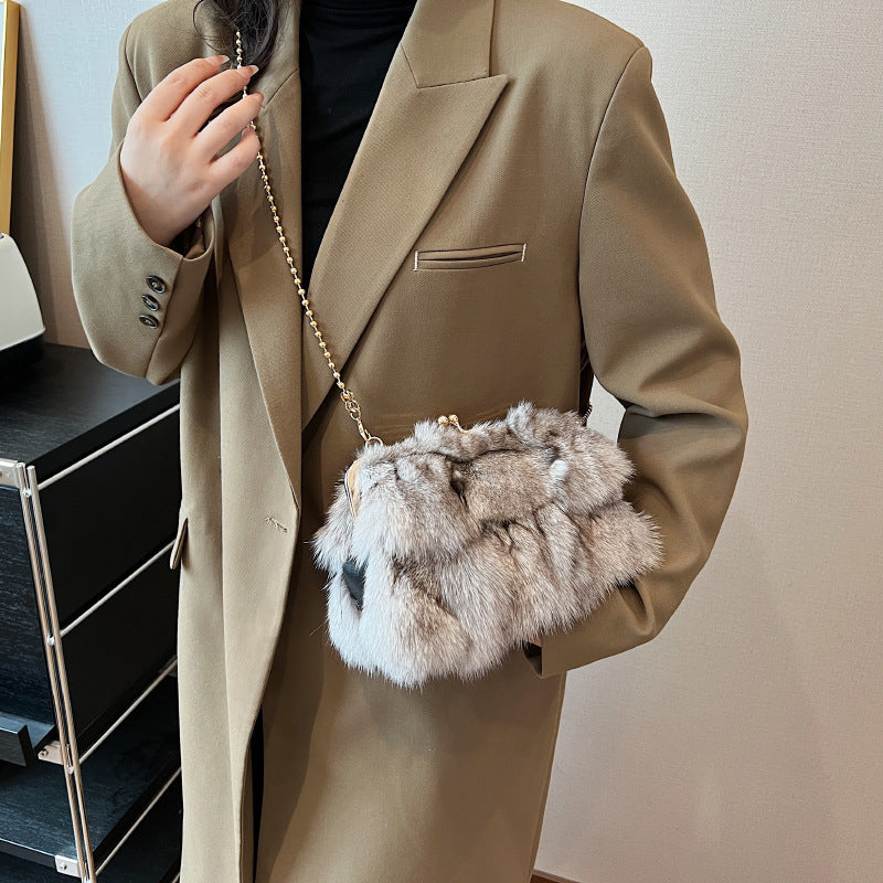 Imitation Fox Fur Women's Plush Shoulder Bag