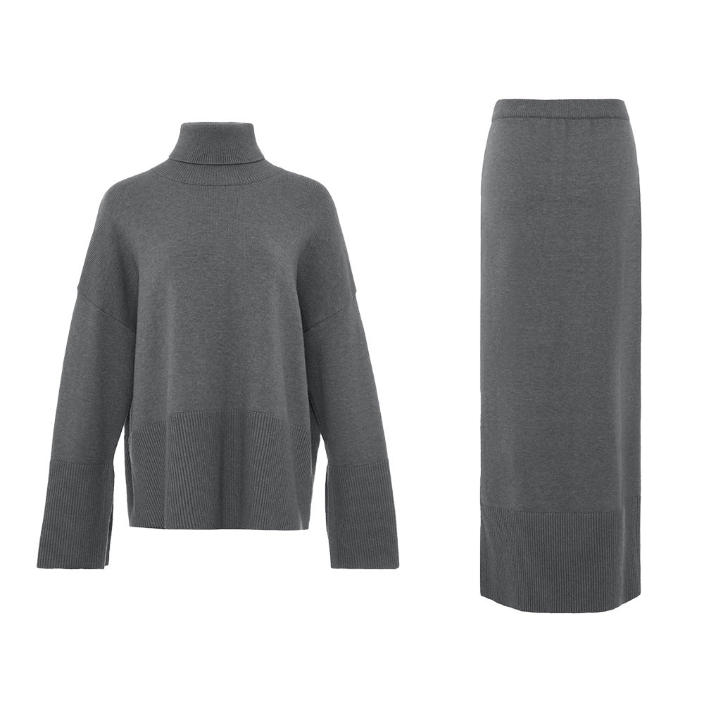 Ensemble pull et jupe fendue à l'allure décontractée