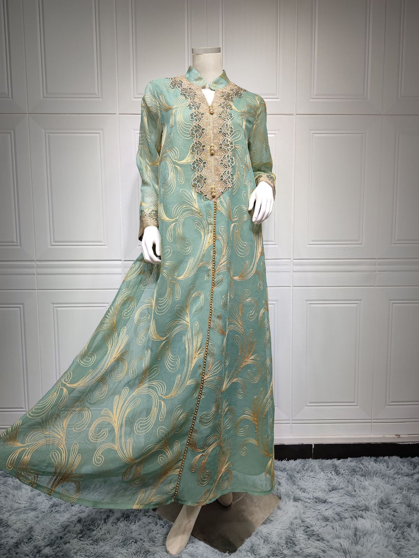 Muslim Spring Summer Middle East Embroidered Swing Dress