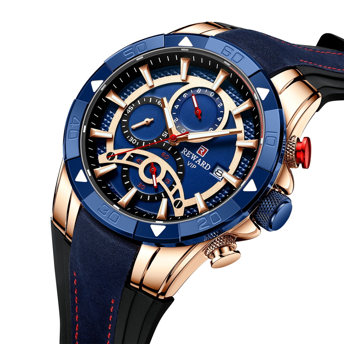 Men's Business Quartz Watch with Calendar and Six-Pin Silicone Strap
