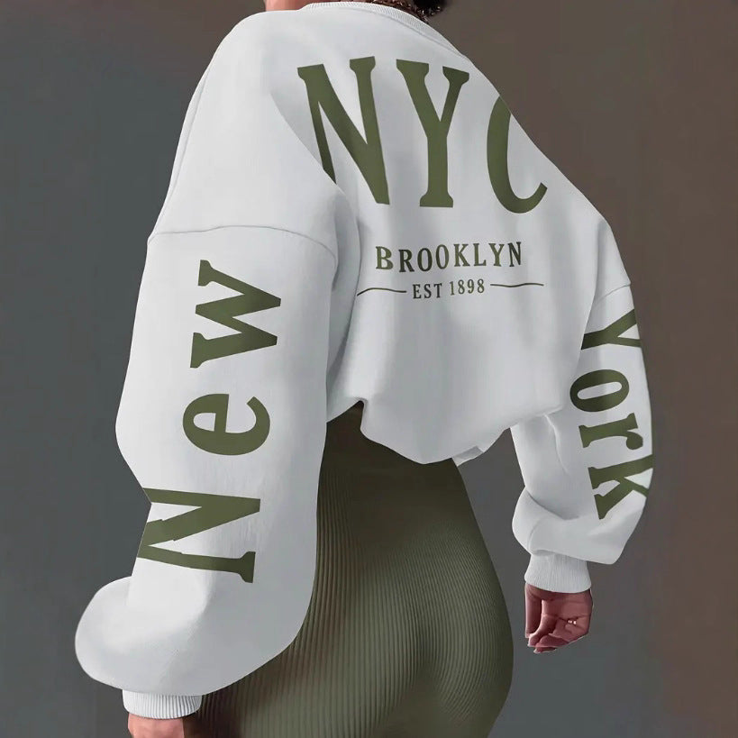 Pull ample à col rond imprimé de lettres