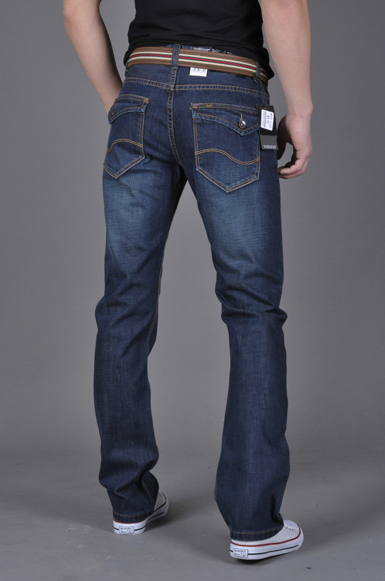 Men's Dark Blue Slim Straight Jeans Fall Winter