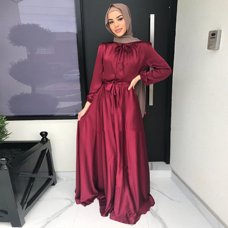 Saudi Middle East Muslim Cross-Border Long High-Waist Dress