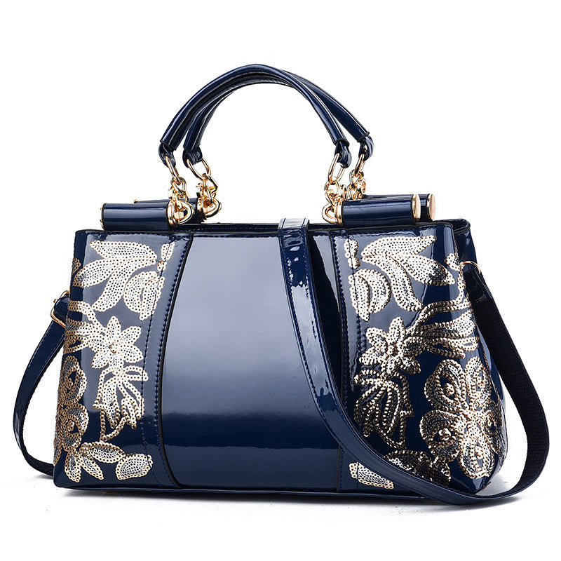 Élégant Grand Sac à Main Rétro à Paillettes Brodé