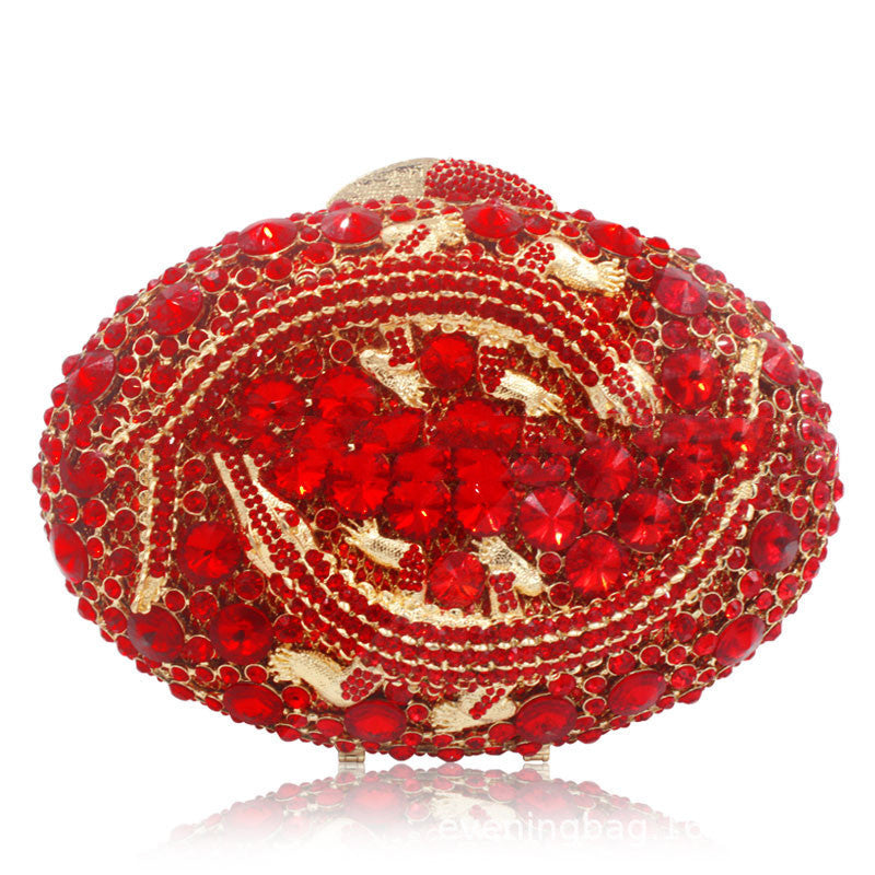 Women's Rhinestone Oval Clutch Evening Bag 20x14x8cm