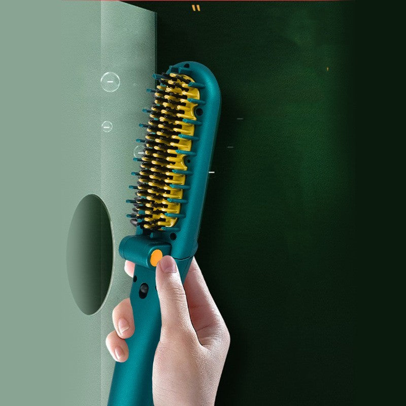 Dual Purpose Negative Ion Electric Hair Straightening Comb - Green, Ceramic Glaze, 390x144x45mm
